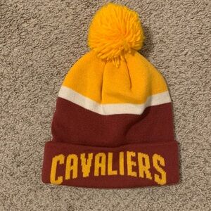 Adidas Yellow and Brown Knit Beanie with Pom
